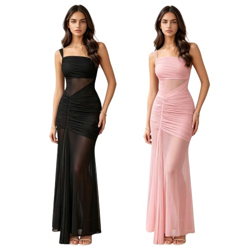 Image of PORRCEY Women's Sexy Elegant Rhinestone Bodycon Dress Hot Drilling Clubwear