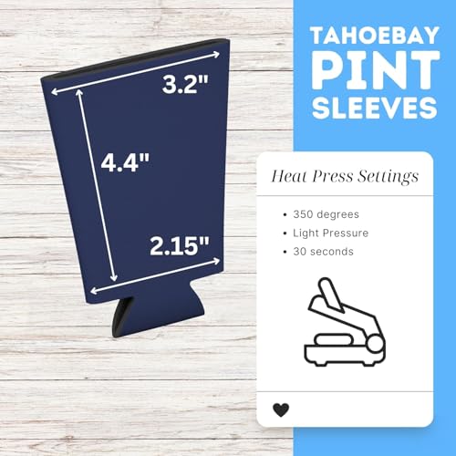 Image of TahoeBay Blank Pint Glass Sleeves, Beer Coolers, 6-Pack, Navy | Insulating Foam Cooler, 16oz Collapsible Tapered Beverage Holder, Bar Cup Insulator for Transfer Vinyl, HTV, Sublimation, DTF