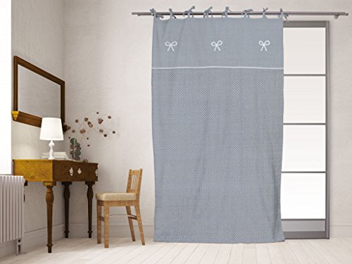 Soleil d'Ocre 030681 Emilie Rideau Brodé à  Nouettes Coton Gris 135 x 250 cm