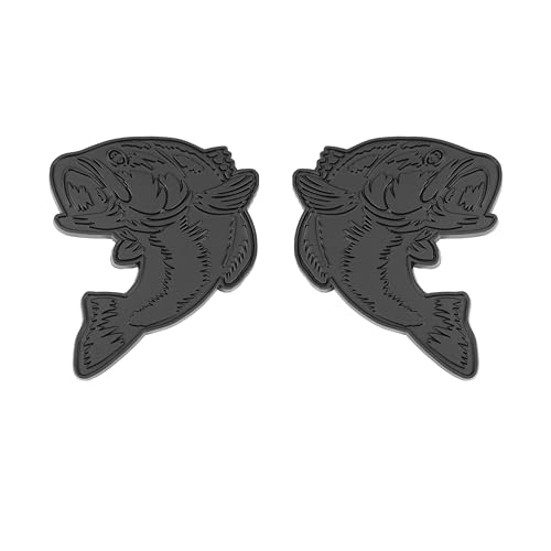 Image of Bass Emblem 3D Fish Badge - Custom Car Sticker for Car, Truck, SUV, Trunk, Hood, Fender - Set of 2 (Matte Black)