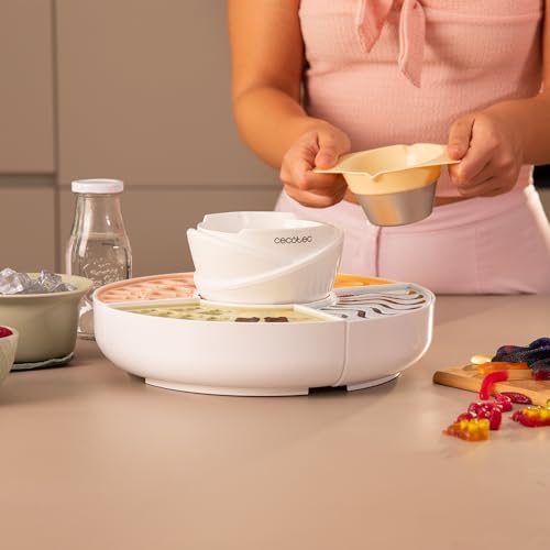 Cecotec Süßigkeitenmaschine - Schokoladenfondue - Gummy Maker Fun&Sugar Gummy. 2-in-1, 40 W, 4 Silikonformen, 4 abnehmbare Tabletts, kompaktes Design, leicht zu reinigen