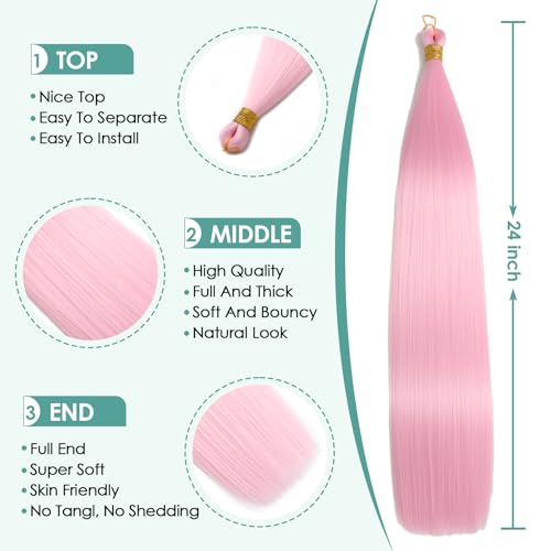 Locescsoc 24 Inch Bone Straight Braiding Hair 150g 3 Packs Straight Hair Extensions, Ariel Straight Hair Bundles - Image 3