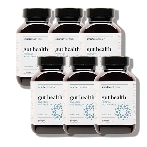 SMARTERNUTRITION Gut Health Probiotics with Prebiotics - 100% Soil-Based Strains with MCT Oil for Digestive, Immune Health, Gut Microbiome - Vegetarian - 360 Count(Pack of 6) - 180-Day Supply
