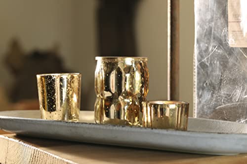 Dn Deconation Gold Mercury Glass Candle Holder, Mercury Glass Votives, Vintage Votive Tealight Candle Holders With Geometric Design, Set Of 8 #TOP4
