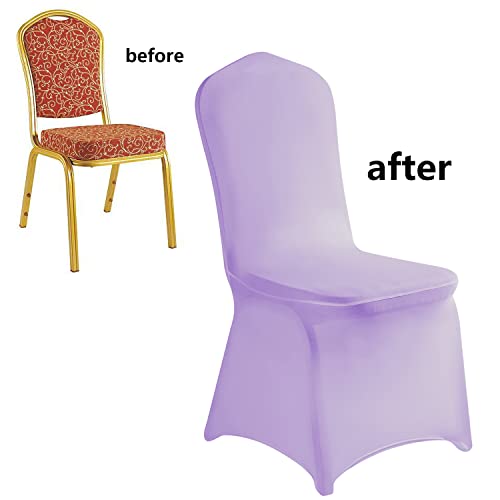 Lzy 20Pcs Spandex Chair Cover Stretch Slipcovers For Wedding Party, Dining Banquet Chair Decoration Covers (Lavender, 20) #TOP3