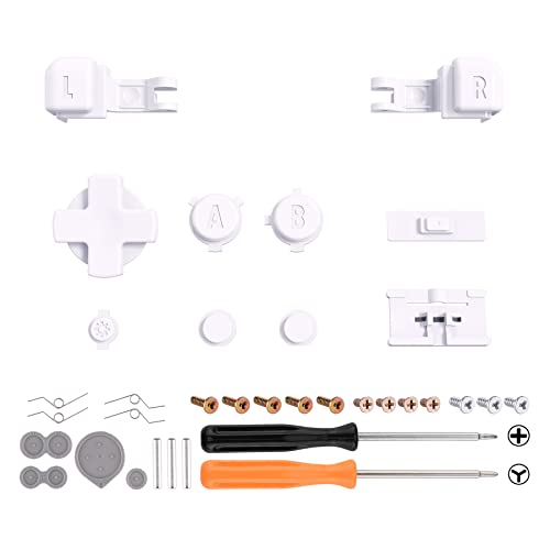 Image of eXtremeRate Solid White Custom Full Set Buttons for Gameboy Advance SP, Replacement A B L R Button Power On Off Volume Button D-pad Key for GBA SP Console - Console NOT Included