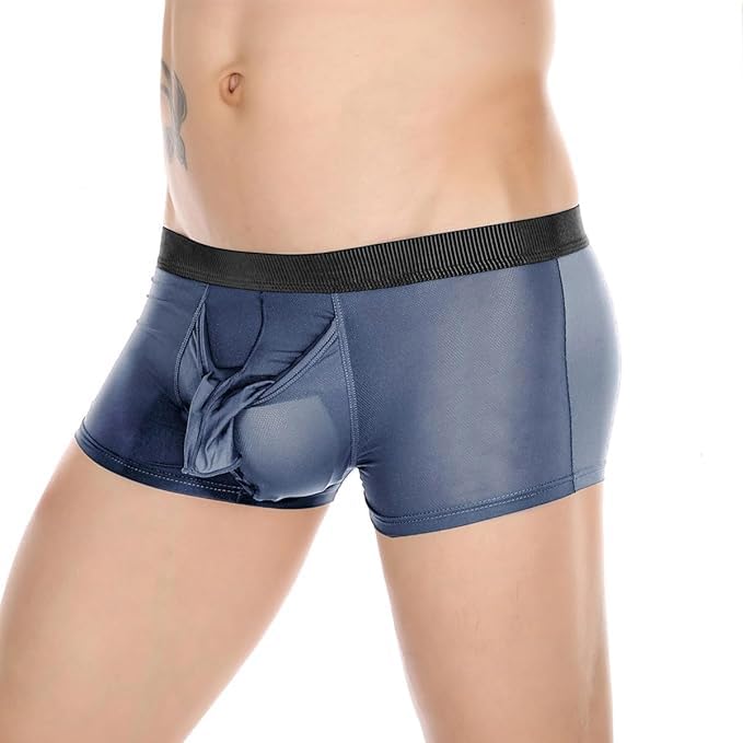 Men's Boxers Briefs with Front Breathable Enhancing Pouch, Elephant Nose Separated Ball Pouch Underwear2