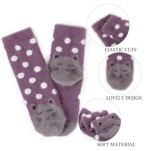 Image of SISOSOCK 5 Pairs Fuzzy Soft Cozy Comfortable Socks for Women, Casual Sleep Comfy Socks, Perfect Warm Winter Gifts for Women