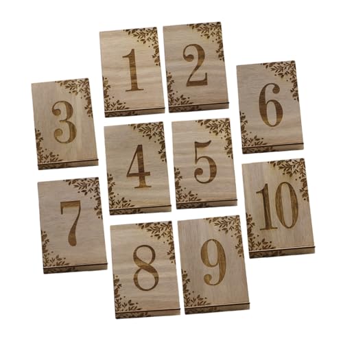 EXCEART Números de Mesa de Madera para Bodas y Fiestas, del 1 al 10, Decoración Rústica Soporte para Eventos, 10 Piezas Elegantes y Duraderas