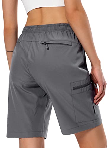 Hugut Women'S Lightweight Hiking Cargo Shorts Quick Dry Athletic Shorts For Camping Travel Golf With Zipper Pockets Water Resistant Dark Grey thumb #2