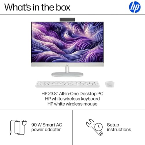 Image of HP 24 inch FHD IPS Display All in One Desktop PC, Touch Screen, Intel Core i5 Processor 1334U, 16GB DDR4, 1TB SSD, HDMI, Wireless Keyboard & Mouse, Anti-glareM, Wi-Fi 6, USB, Windows 11 Pro, White