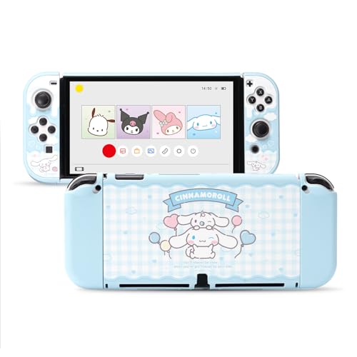 Image of Kuitmor Protective Shell for Switch OLED,Slim Cute Pattern Dockable Cover Case Compatible with Switch OLED,Anti-Scratch and Shock-Absorption Design Cover Skins for Joystick（Cinnamoroll）