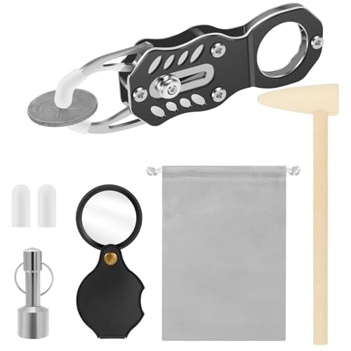 MABCIRY Pocket Changes Pinger Tester Kit, Portable Gold and Silver Changes Resonance Testing Tool with Hammer and Magnifying Glass, Pratical Verification Tool for Coin Collectors