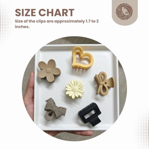 Image of Small Matte Hair Claw Clips for Girls & Women | 6 Pcs