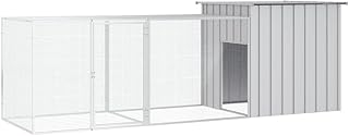 Large Chicken Coop, Grey Galvanized Steel, Durable Outdoor Metal Poultry Cage, 118.1 inch Expandable Animal Enclosure for Chickens, Ducks, Birds