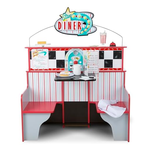 Melissa & Doug Double-Sided Wooden Star Diner Restaurant Play Space