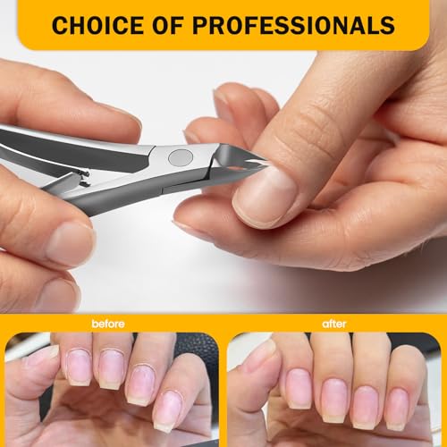 BEZOX Präzisions Nagelhautzange (4 mm) – Professioneller Nagelhautschneider mit halber Backe, Nagelhautschneider aus Edelstahl für Maniküre und Pediküre, Nagelhautentferner in Salonqualität (Silber)