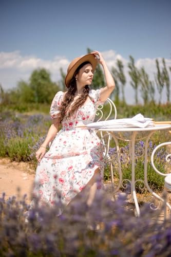 Image of Scarlet Darkness Summer Dresses for Women 2026 Off Shoulder Corset Sundress Cottagecore Floral Dress Orange L