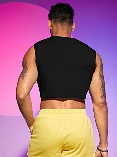 SOLY HUX Men's Solid Sleeveless Round Neck Casual Summer Crop Tank Top Shirts2