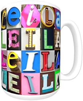 LEILA Coffee Mug / Cup - using photos of sign letters - personalized