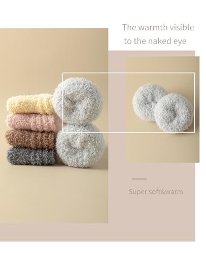 Image of Fuzzy Socks Super Soft,Cozy Soft Fluffy Cute Slipper Socks Sleeping Warm Socks For Women And Men(Light yellow /Pink /Brown)