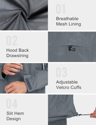 Image of Little Donkey Andy Men's Waterproof Rain Jacket Outdoor Raincoat for Hiking
