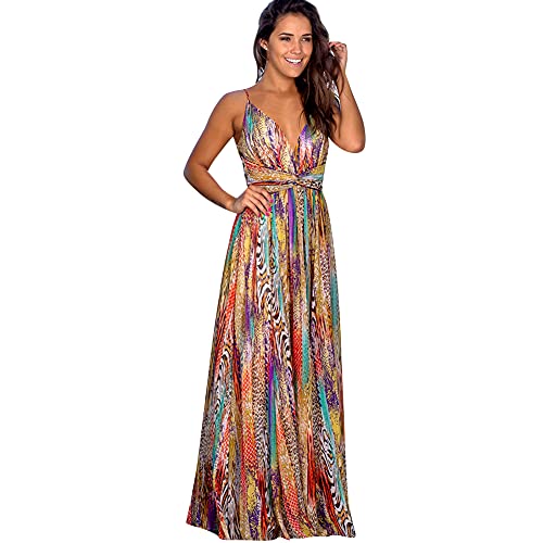 Damen Transformer Tie Dye Convertible Multi Way Wrap V-Ausschnitt Hochzeit Brautjungfer Kleid Neckholder Abend Cocktail Party Maxi Kleid - - Mittel