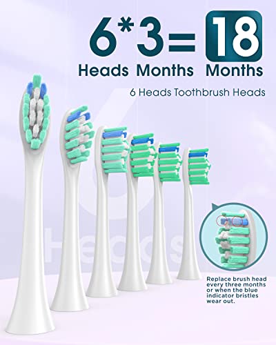 Cepillo de dientes eléctrico para adultos con 6 cabezales de cepillo, cepillo de dientes sónico recargable, batería de larga duración, 4 horas de carga y 180 días de uso, púrpura - imagen 4