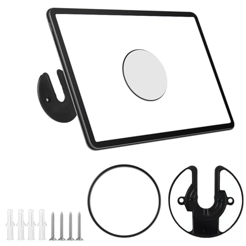 Times Mark Tablet Wall Mount Holder 2 Pack 90 Rotating Wall Bracket for Tablets Phones & Small Devices Adhesive or Screw Installation Space-Saving Holder for Kitchen Bedroom Office Black