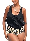 I2CRAZY Maternity Plus Size Women Swimsuit Flowy Swimwear - 3XL, Black Leopard