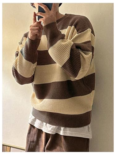 Floerns Men's Striped Colorblock Long Sleeve Knitted Sweater Fall Pullover Tops4