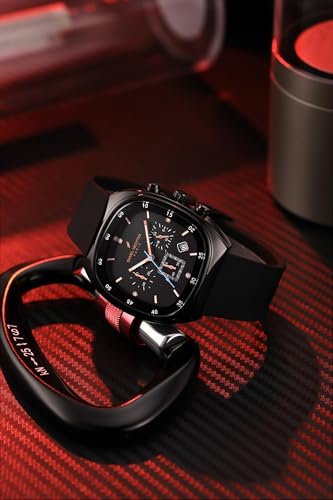 Image of Daniel Hechter Paris Bercy Collection Modern Multi Functional Watch for Men with Square Dial and Silicon Band-DHM1001