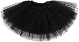 Women Ballet Tutu Skirts Elastic Layered Dance Ballet Tulle Skirt for Girls Dress-up Parties Dancing (Black)