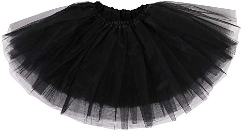 Women Ballet Tutu Skirts Elastic Layered Dance Ballet Tulle Skirt for Girls Dress-up Parties Dancing (Black)