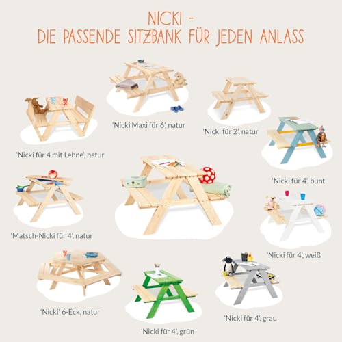 Children's picnic bench 'Matsch-Nicki für 4', natural - Afbeelding 6
