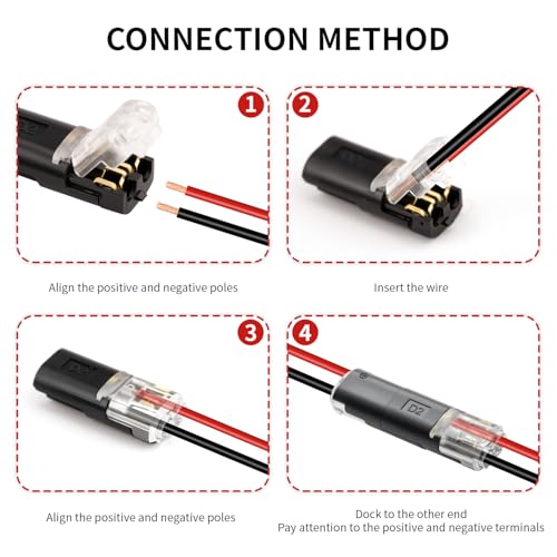 image for UT-LNTELA 50 Pack Wire Connectors, Low Voltage 2 Pin Quick Splice Wire