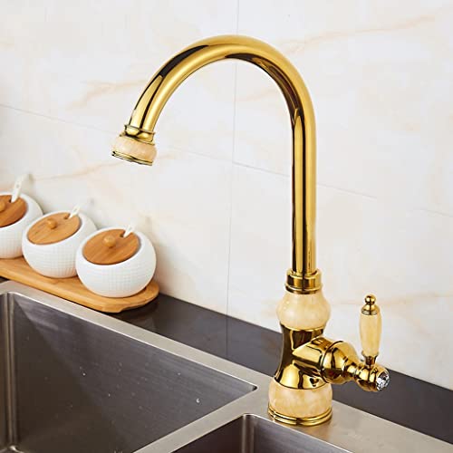 Robinet de cuisine or rose et jade, un mitigeur de luxe LWX pour évier