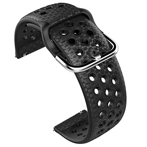 Gear S3 Bands, Frontier Classic Sport Bands 22mm Leather Women Men, Breathable Quick Release Replacement TPU Strap Compatible Samsung Galaxy Watch 46mm, Galaxy Watch 3 45mm, Shading