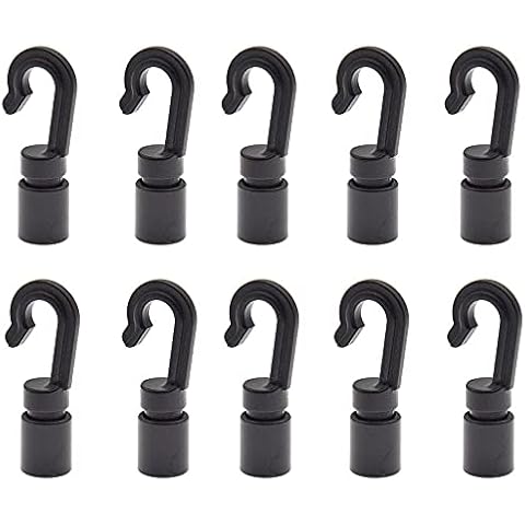 Duunshylw 10 Pcs Shock Cord End Hook Kayak Bungee Hook Clip Shock Tie Cord Ends Safety Rope Buckles for Kayak Boat Canoe Accessories Cover
