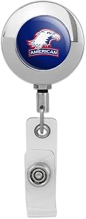 American University Secondary Logo Retractable Reel Premium Metal Chrome Badge ID Card Holder Clip