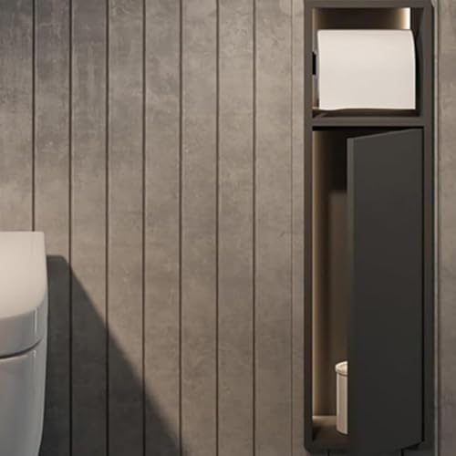 Nicchia da bagno in acciaio inossidabile, mensola da incasso a parete con porta rotolo di carta igienica integrato, organizer impermeabile per bagno, hotel e uso domestico