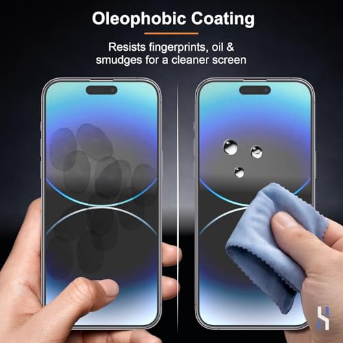 Image of Matte Tempered Glass for iPhone 14 Pro (6.1 Inch) Military Grade 9H Screen Guard, Anti-Scratch, Shatterproof, Edge-to-Edge Full Coverage - Black Border