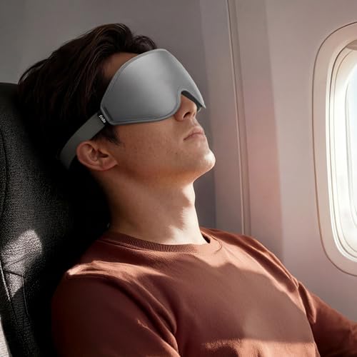 Image of Frido 3D Eye Mask for Men & Women | 100% Blackout Sleep Mask | Zero Pressure Memory Foam for Eyelids & Lashes | Adjustable Straps for Travel & Meditation | Soft Comfortable Night Eye Cover - Grey