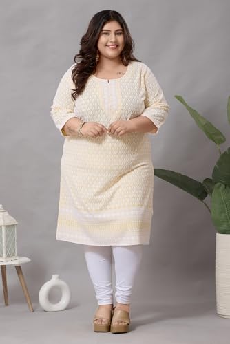 Image of DREAM & DZIRE Chikankari Kurti for Women of Cotton in Plus Size & Small Size.