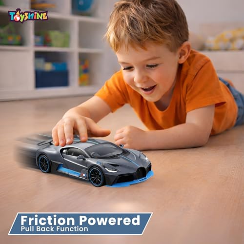 Image of Toyshine 1:32 Scale Die Super Fast Racing Model Car with Music and Lights Along with Pull Back Function Opening Doors Feature for Kids Boy Girl 3+, Grey