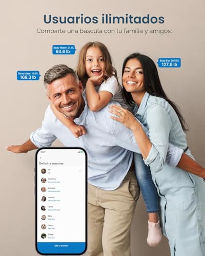 Miniatura 7 de Báscula Grasa Corporal Bluetooth Renpho Con 13 Funciones, Báscula De Baño Digital Con App, Báscula Inteligente Y Monitor De Composición Corporal Con Medición De Metabolismo Basal E Imc, Elis 1