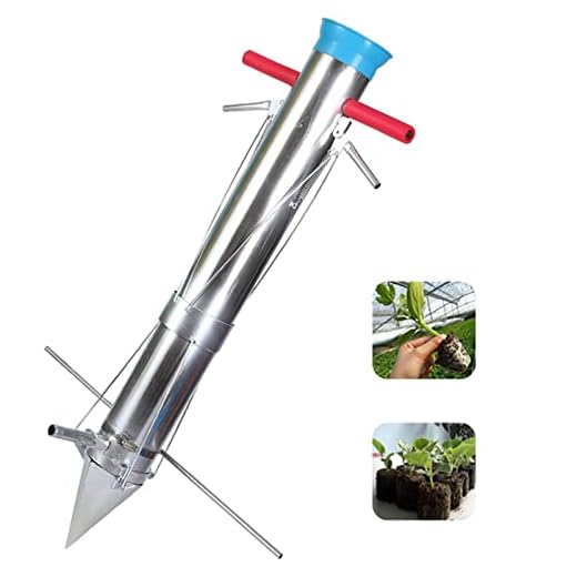 Plantadora Manual de Hortalizas Patatas Cebolla con un Telémetro|76 Mm Sembradora Agroindustrial Manual de Cereal Maiz Tomates|Trasplantar Hortalizas de Bulbos Tres Aberturas Doble Manija y Pedal