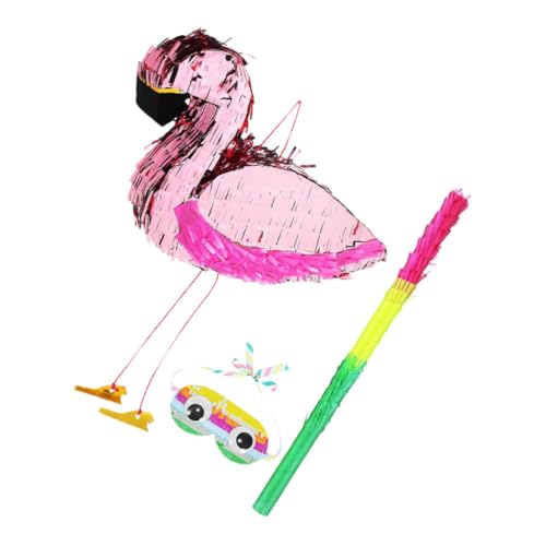 Unomor 1 Set Flamingo with Stick Blindfold Vibrant Birthday Party Decoration for Hawaiian Tropical Themed Events Encourages Fun Social Interaction