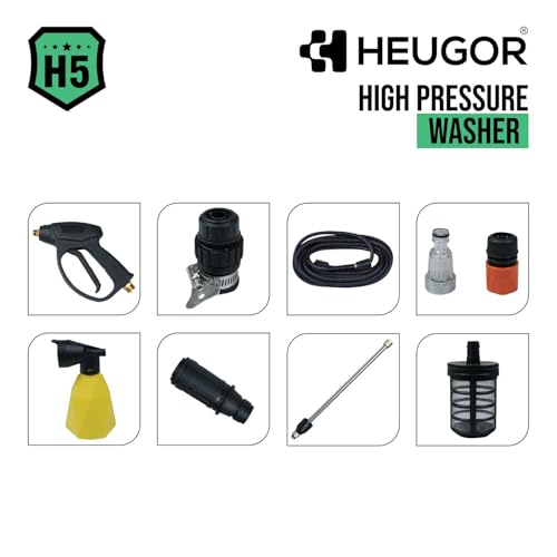 Image of H5 2200W High Pressure Car Washer, 165 Bar, 8.5L /Min, Induction Motor with Thermal Cutoff, 8M Steel-Reinforced Hose, Rotary Nozzle, Portable for Bike & Home Cleaning, 1-Year Warranty