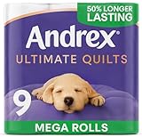 Andrex Ultimate Quilts 9 Mega Toilet Rolls = 13.5 Standard Toilet Rolls, 50% Longer Lasting Paper, Air Pocket Technology for Soft, Thick Sheets, FSC Certified